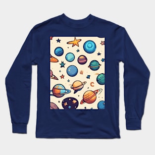 Cosmic Symphony Celestial Cartoon Ensemble Long Sleeve T-Shirt